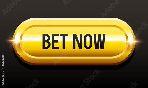 Bet Now button. Golden button. Vector clipart.