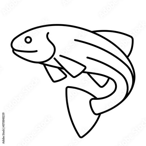 Trout, line icon. Linear illustration of fish. Fishing, cooking, freshwater fish. Outline vector, editable strokes