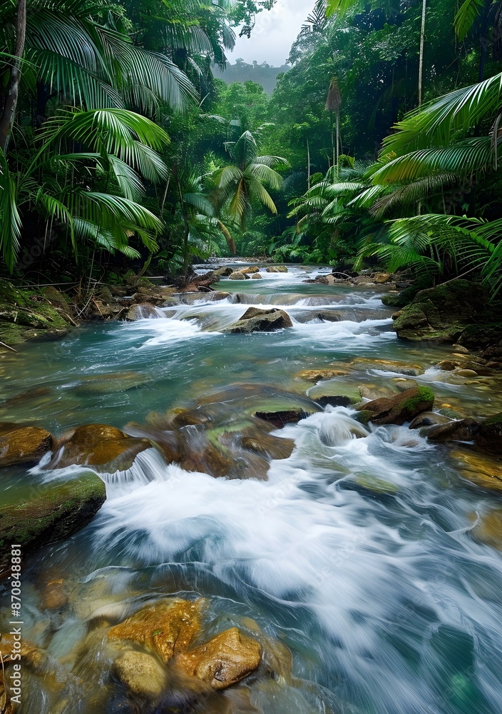 River flowing through tropical jungle River flowing through tropical jungle