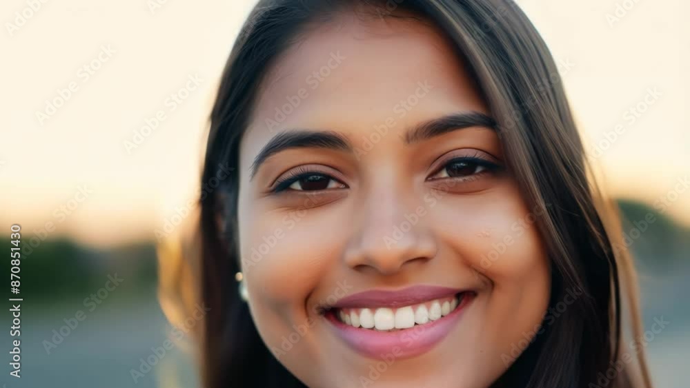 Smiling Young Woman at Golden Hour Smiling Young Woman at Golden Hour