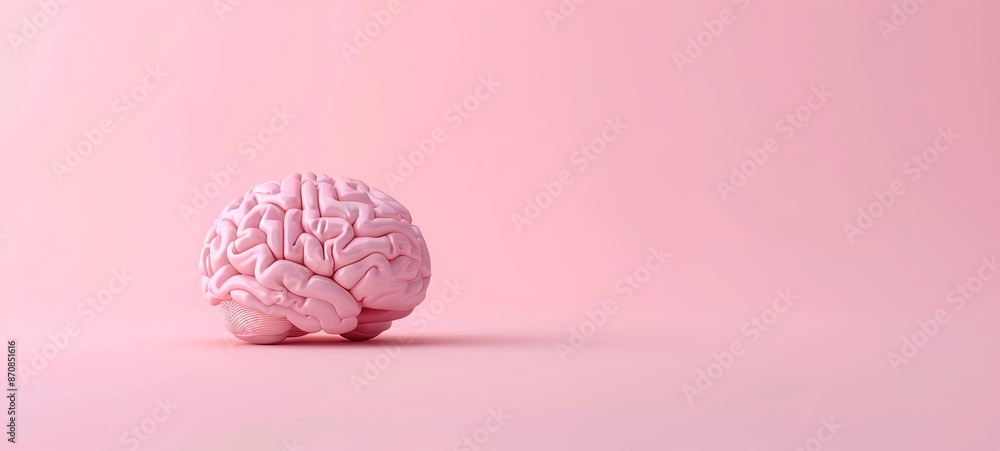 3D rendering, human brain on a pink background. 3D rendering, human brain on a pink background.