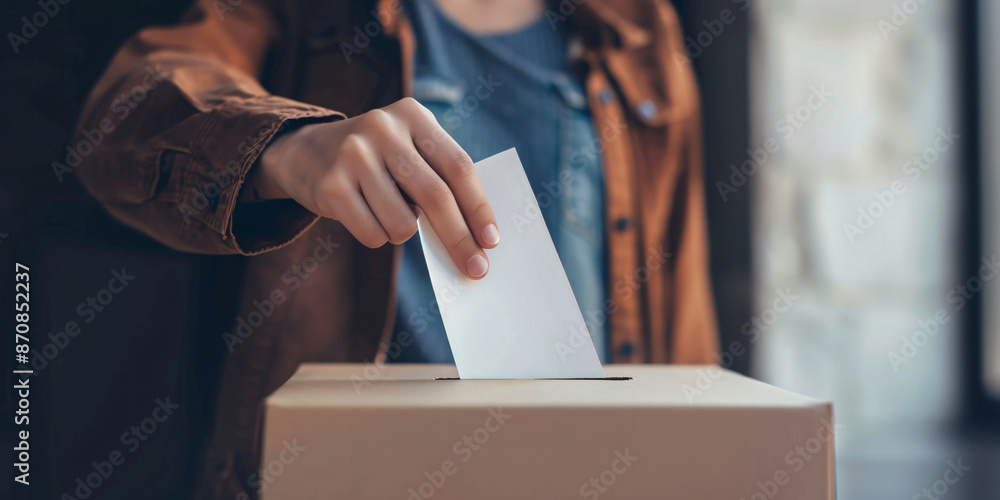 Voter with ballot paper in hand Voter with ballot paper in hand