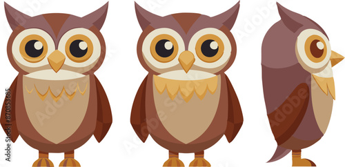 Wallpaper Mural Cute cartoon owl character vector illustration in different poses Torontodigital.ca