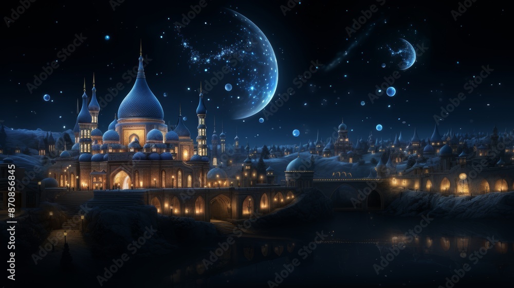 Obraz premium Elegant 3d mosque relief wallpaper exquisite mural for stunning wall art decor