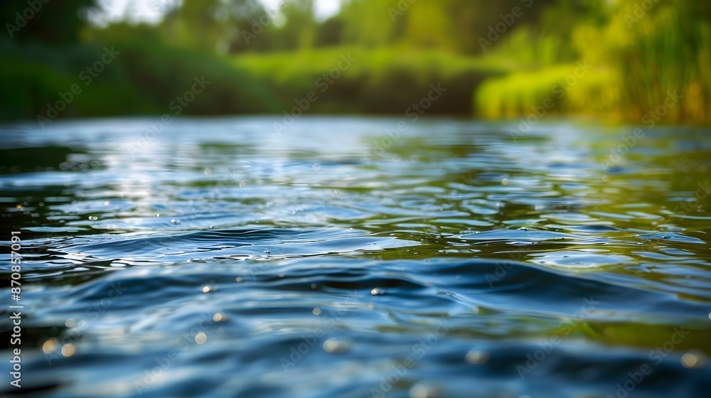 Fototapeta premium Soothing Riverside Reflections:A Serene Aquatic Landscape