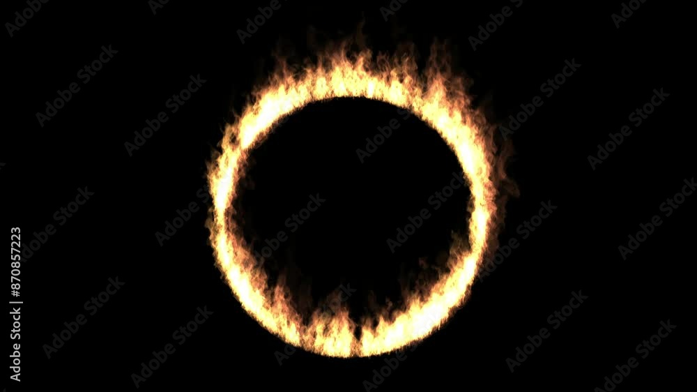 Movement oif ring of fire or circle of fire in burning bright, fiery energy in a hot, glowing design with fire, light, and energy element in black background Movement oif ring of fire or circle of fire in burning bright, fiery energy in a hot, glowing design with fire, light, and energy element in black background