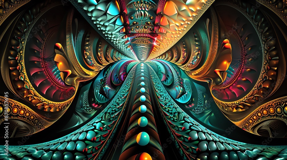 Fototapeta premium Abstract fractal art with intricate patterns and vibrant colors.