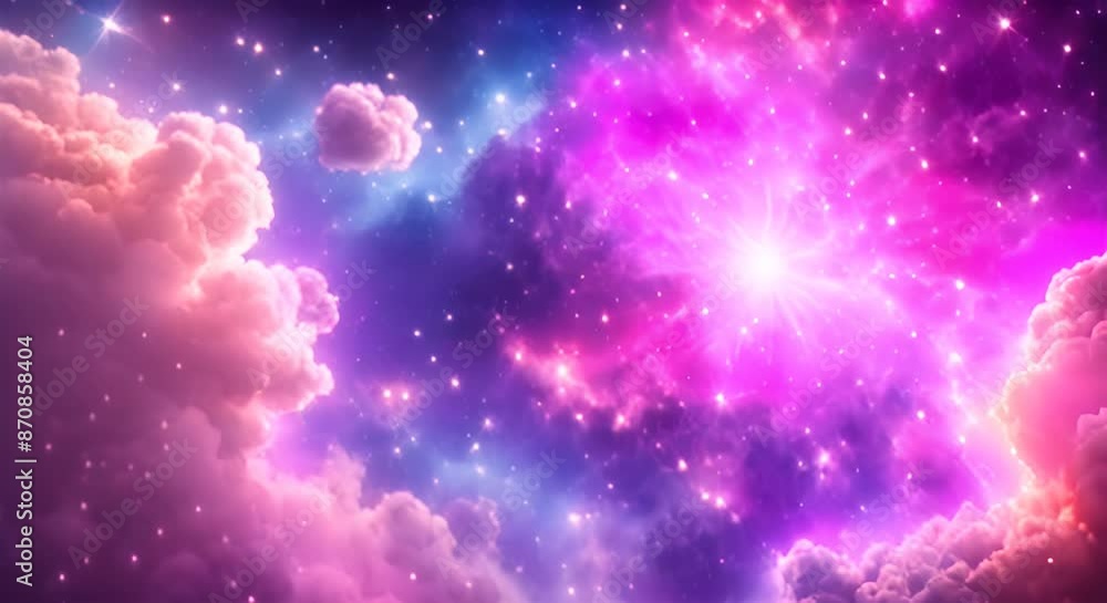A colorful sky filled with fluffy clouds and twinkling stars creating a cosmic backdrop A cosmic backdrop with colorful explosions and cosmic dust clouds 4k animation A colorful sky filled with fluffy clouds and twinkling stars creating a cosmic backdrop A cosmic backdrop with colorful explosions and cosmic dust clouds 4k animation