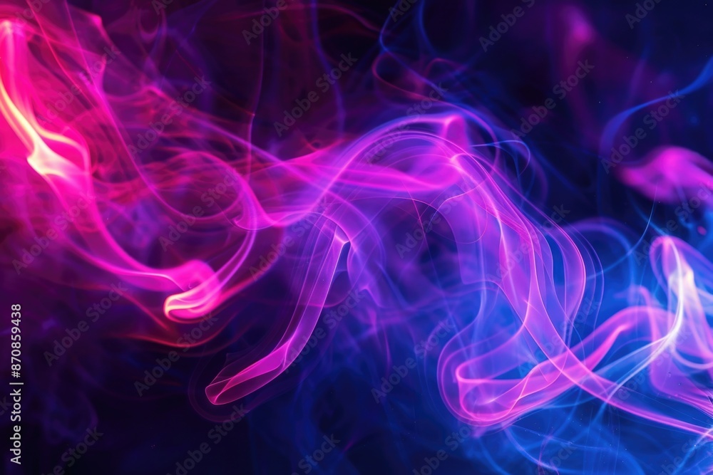 Fototapeta premium A close-up shot of pink and blue smoke swirling together, ideal for use in imagery related to relaxation, wellness, or scientific concepts