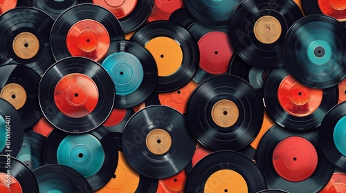 Seamless pattern background of Retro Vinyl Records