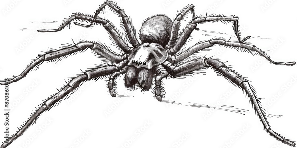 Obraz premium A single spider sits on a plain white background