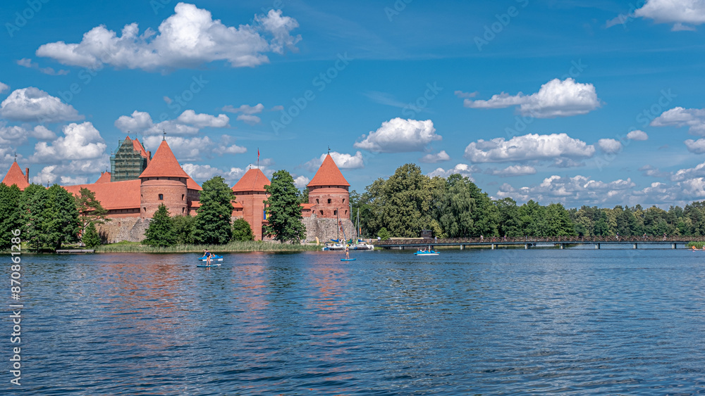 Fototapeta premium View of the Castle of Trakai as seen from the bank of Lake Galve, Trakai, Lithuania
