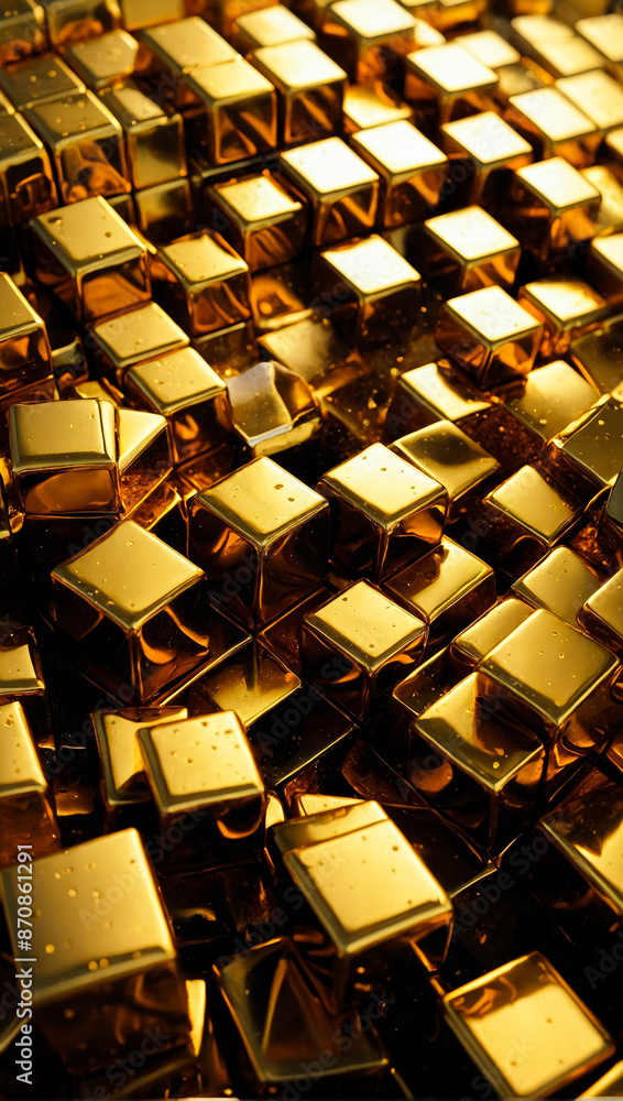 Fototapeta premium shiny gold cubes background, perfect for contemporary and futuristic design projects