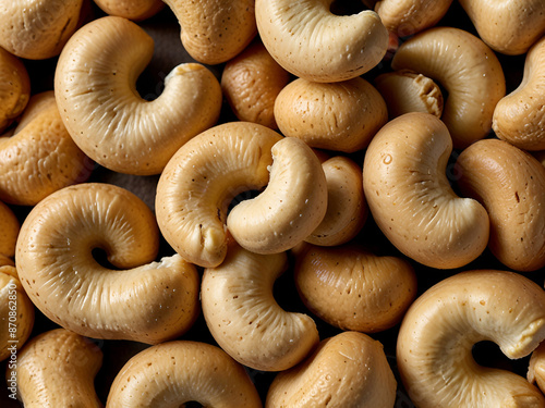 Roasted cashew nuts isolated on white background Ai generative.