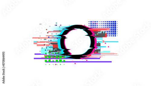 Glitch effect frame. Geometric shapes.