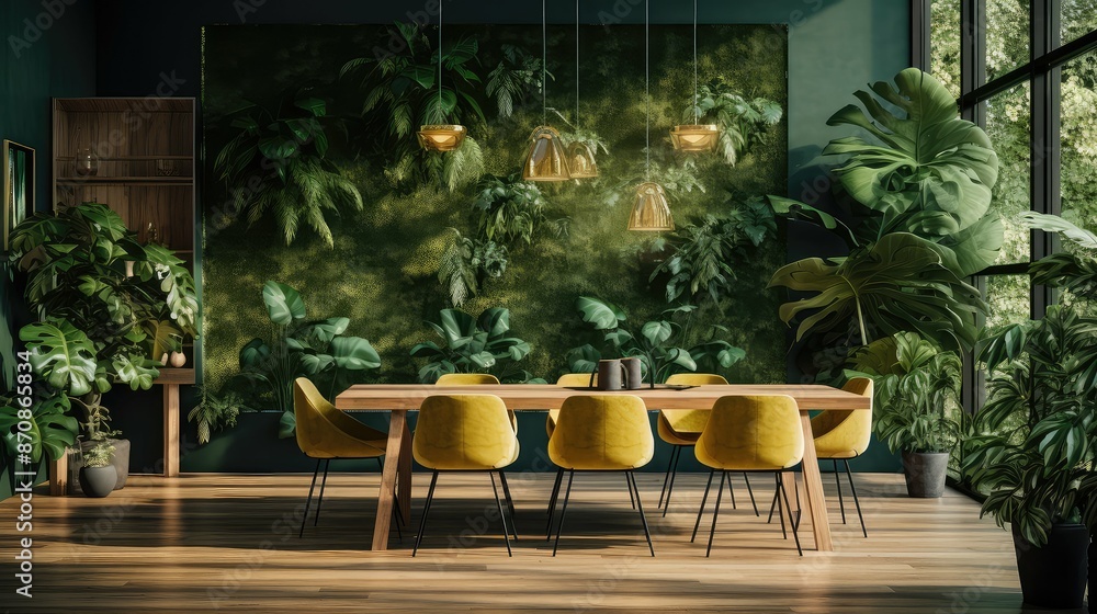 Fototapeta premium ery blurred green home interior