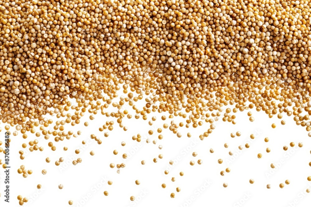 A close-up shot of a pile of mustard seeds on a white background, ideal for food-related and educational uses A close-up shot of a pile of mustard seeds on a white background, ideal for food-related and educational uses