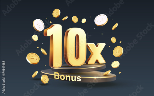 10x winner banner, promotion flyer, prize label. Vector illustration