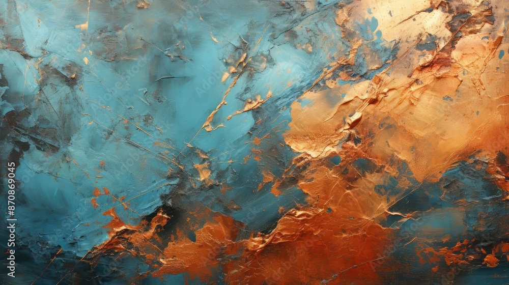 Glinting copper surface with rich patina Glinting copper surface with rich patina