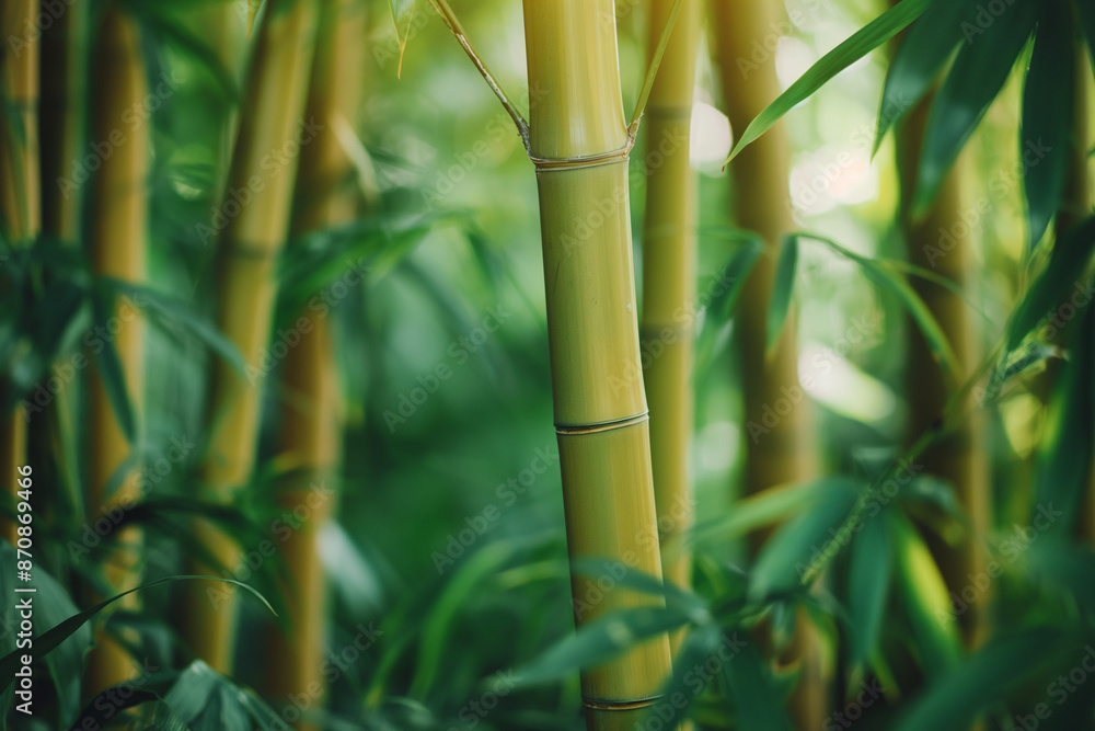Obraz premium Trees growing in bamboo grove, bamboo forest, Asian yellow bamboo