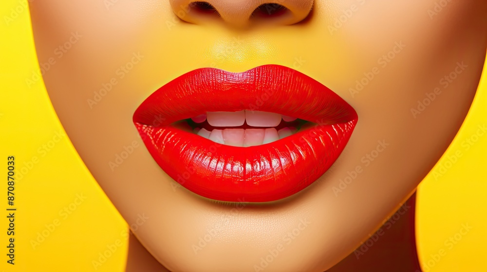 Obraz premium close lipstick yellow background
