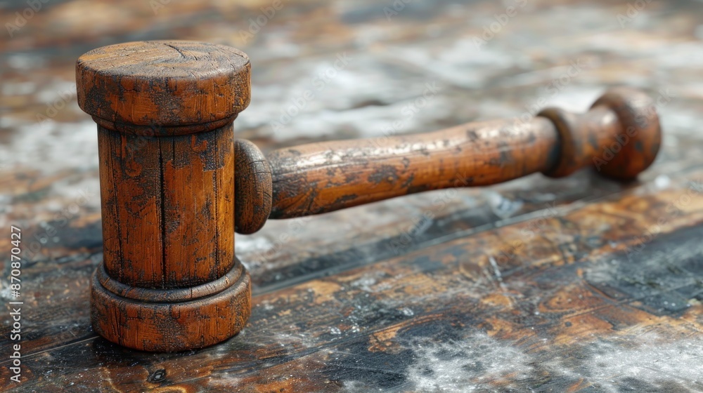 Aged Wooden Hammer on Rough Surface Aged Wooden Hammer on Rough Surface