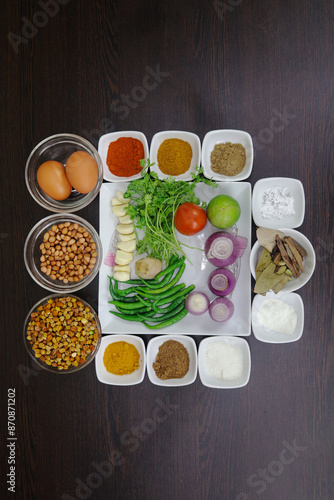 Comprehensive Selection of Fresh Vegetables, Spices, and Grains for a Complete Meal Preparation