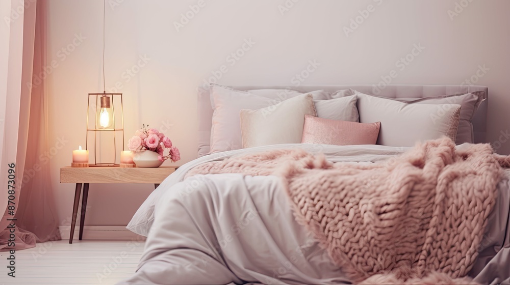 Fototapeta premium bedroom blurred mock up interior
