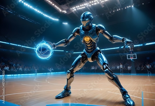 robot playing basketball