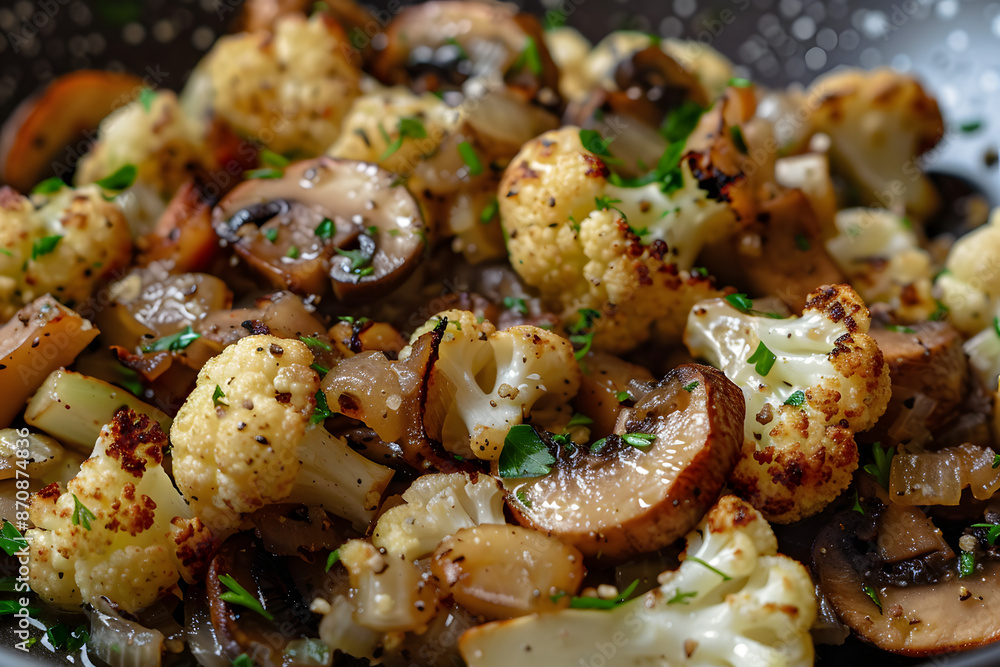 Vegan Garlic Mushrooms Cauliflower Skillet Recipe Vegan Garlic Mushrooms Cauliflower Skillet Recipe