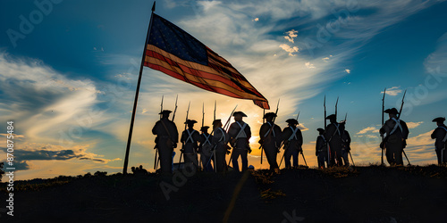 The American flag in a historical reenactment.


