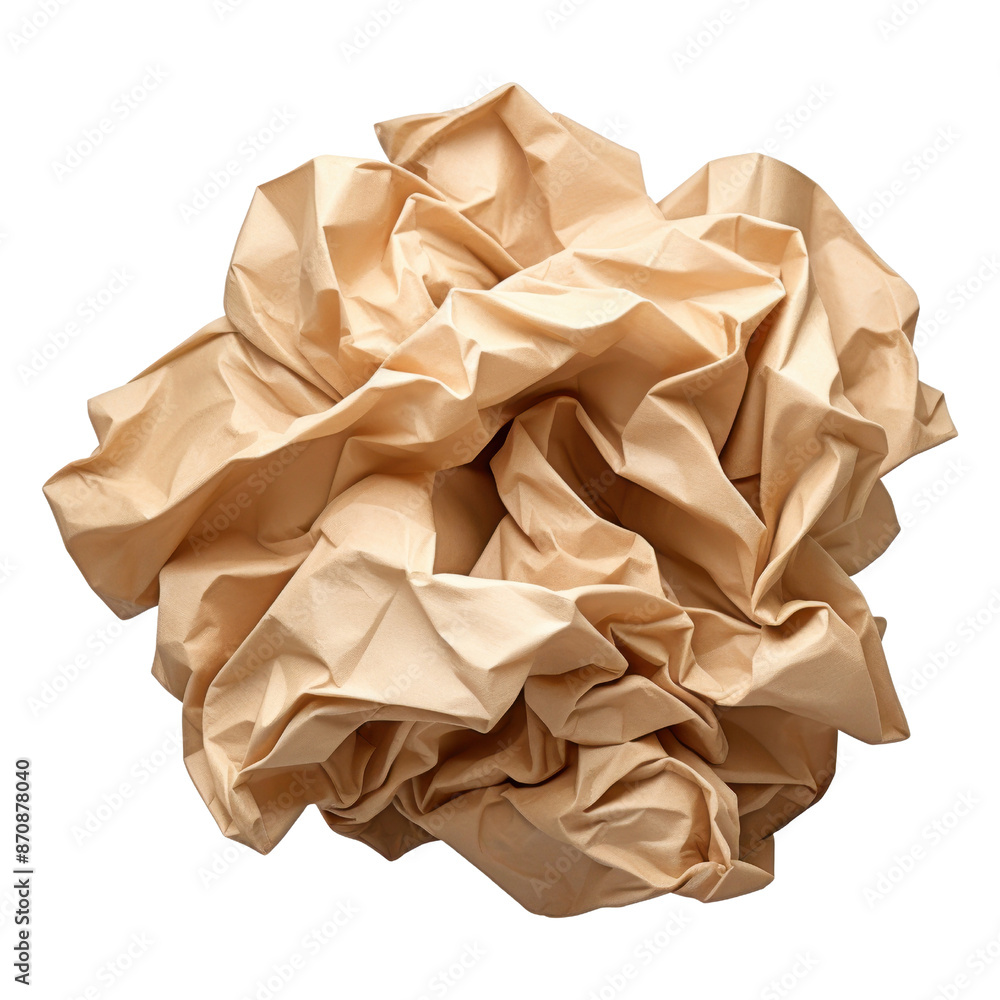 Crumpled Brown Paper Texture cut out transparent isolated on white background PNG file Crumpled Brown Paper Texture cut out transparent isolated on white background PNG file