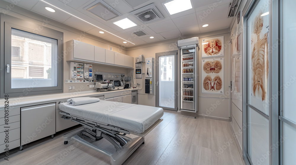 Modern and Well-Equipped Medical Examination Room in a Healthcare Facility Modern and Well-Equipped Medical Examination Room in a Healthcare Facility