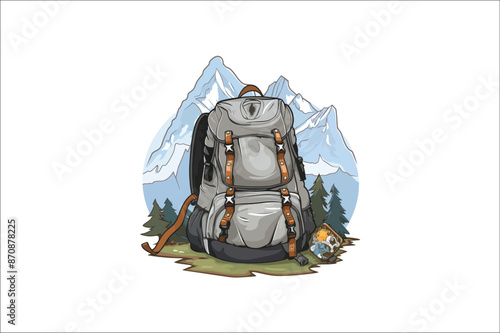 Backpack vector . Hiking Camping and climbing Backpack illustration. traveling Backpack. 
