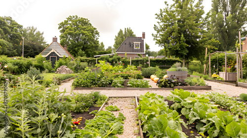 open day and guided tour in urban community garden het lichtveen in bennekom gelderland province in the netherlands isolated on white background, vintage, png photo