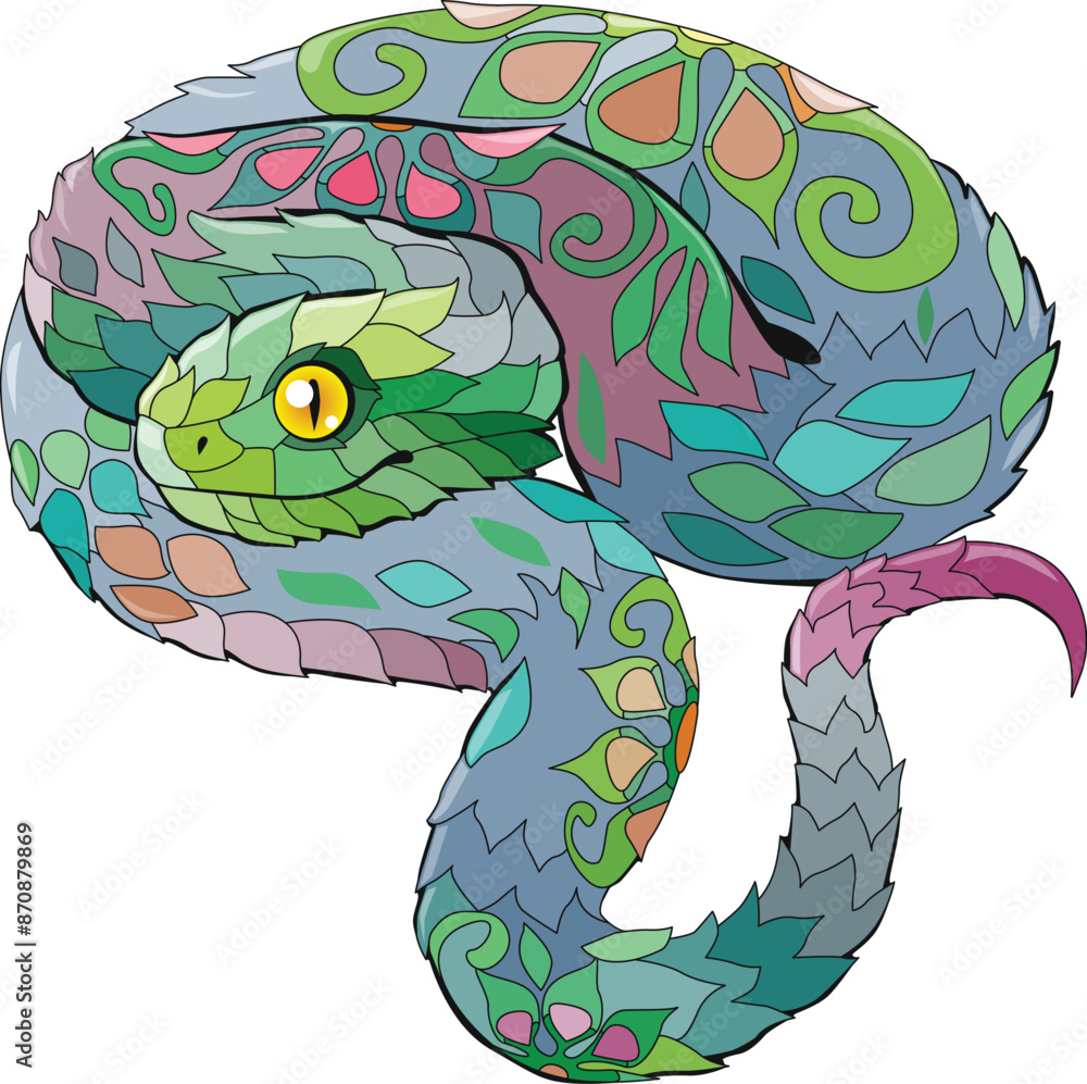 Obraz premium Zentangle snake. Hand drawn decorative vector illustration.
