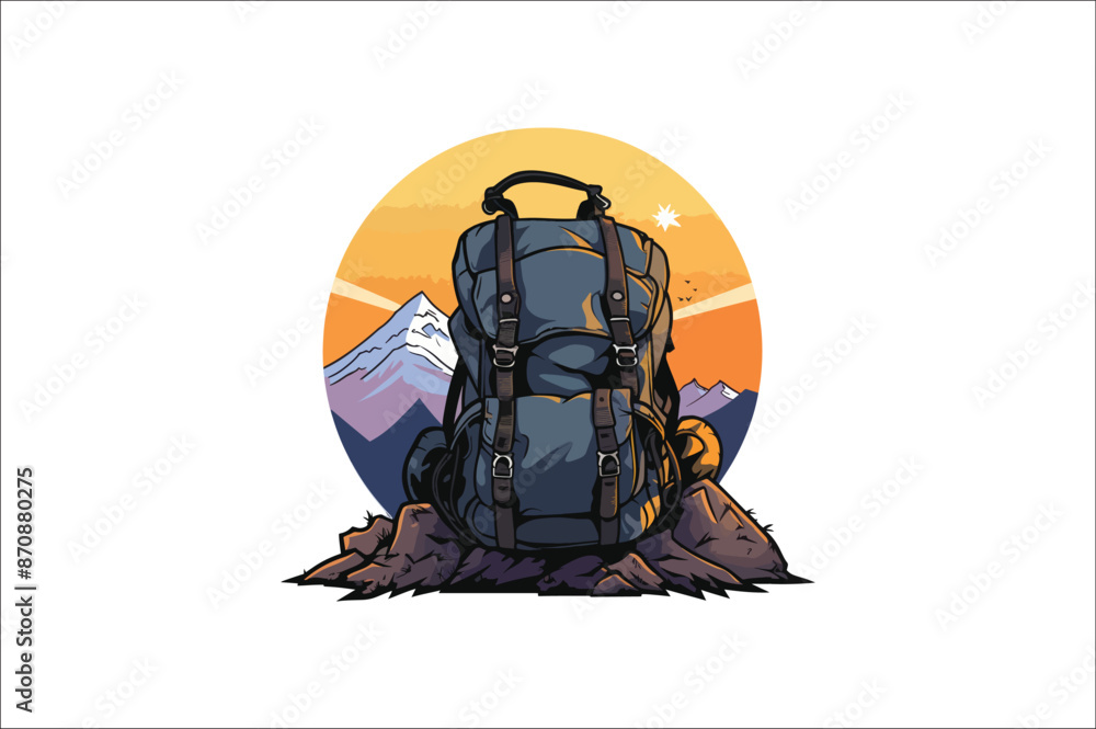 Backpack Vector Illustration. Hiking Backpack illustration. traveling Backpack vector. Backpack Vector Illustration. Hiking Backpack illustration. traveling Backpack vector.