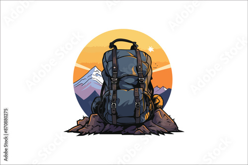 Backpack Vector Illustration. Hiking  Backpack illustration. traveling Backpack vector. 