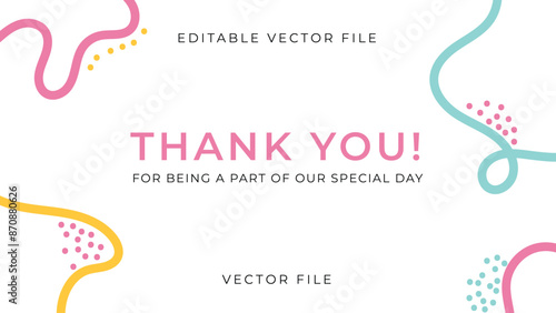 Thank You Card Design, ThankYou Card Hand drawn Template Vector Illustration