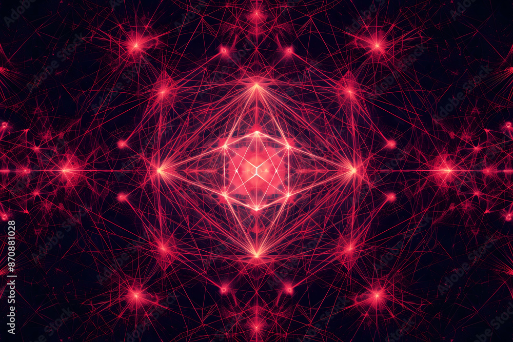 Seamless Geometric Pattern with Glowing Red Lines Seamless Geometric Pattern with Glowing Red Lines
