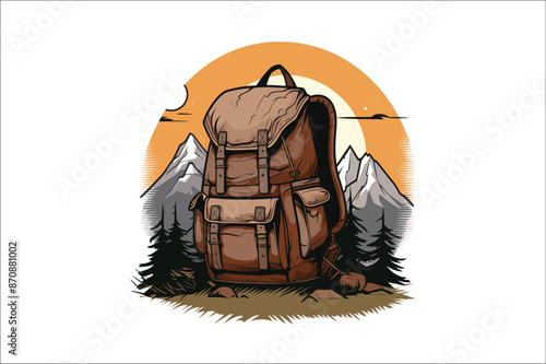 Backpack Vector Illustration. Hiking  Backpack illustration. traveling Backpack vector. 