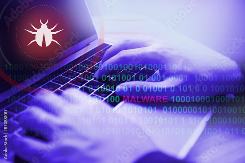 Virus computer and malware scan; cyber security concept