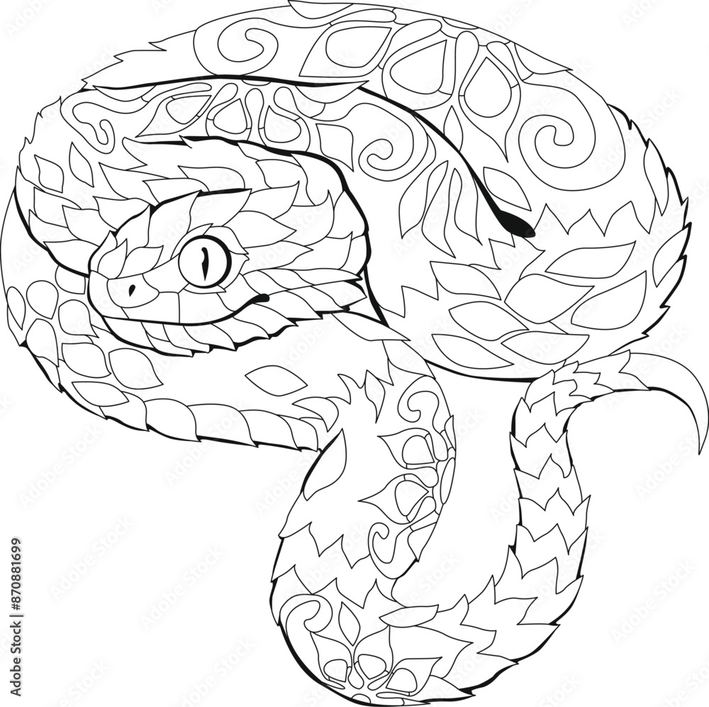 Zentangle snake. Hand drawn decorative vector illustration for coloring book. Zentangle snake. Hand drawn decorative vector illustration for coloring book.