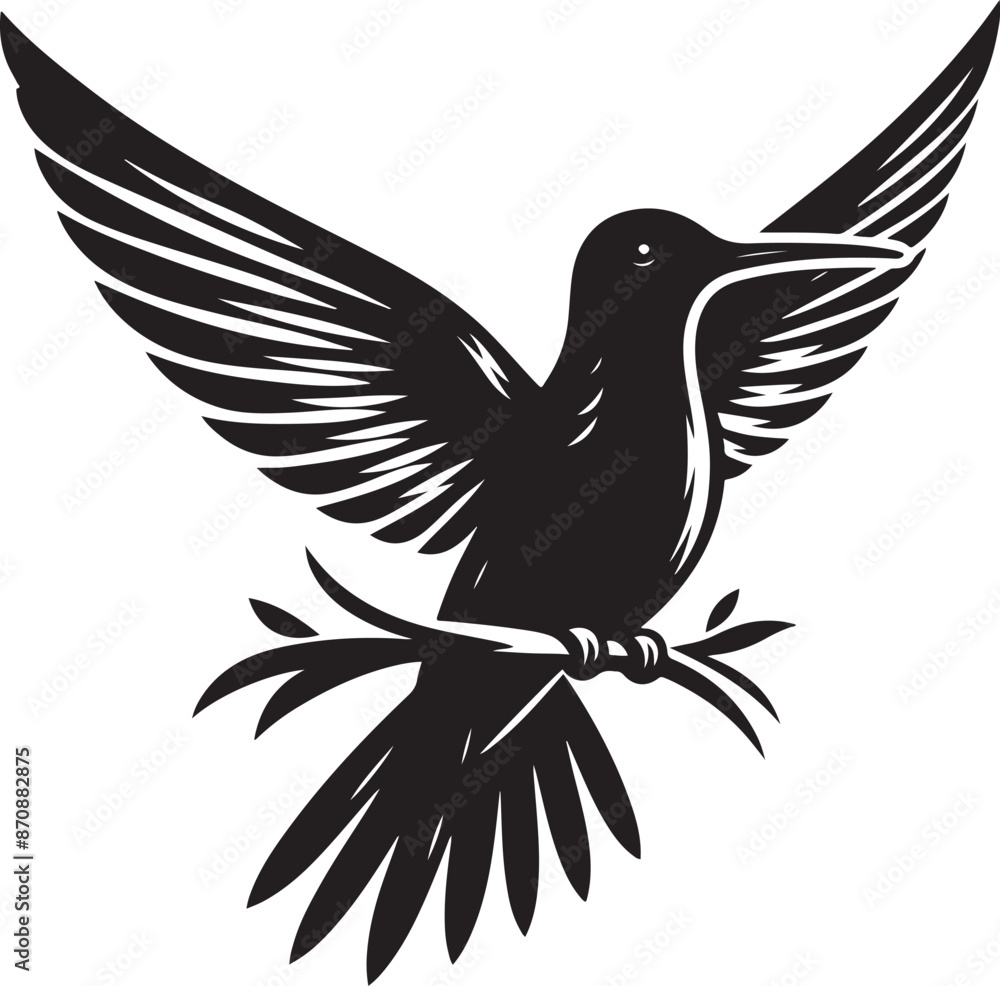 Obraz premium Humming bird silhouette vector illustration. Vector Collection of Bird Silhouettes