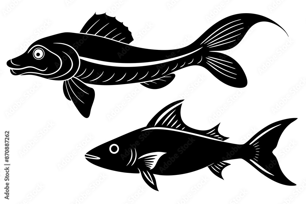 Fototapeta premium guppy hagfish hartebeest silhouette vector illustration