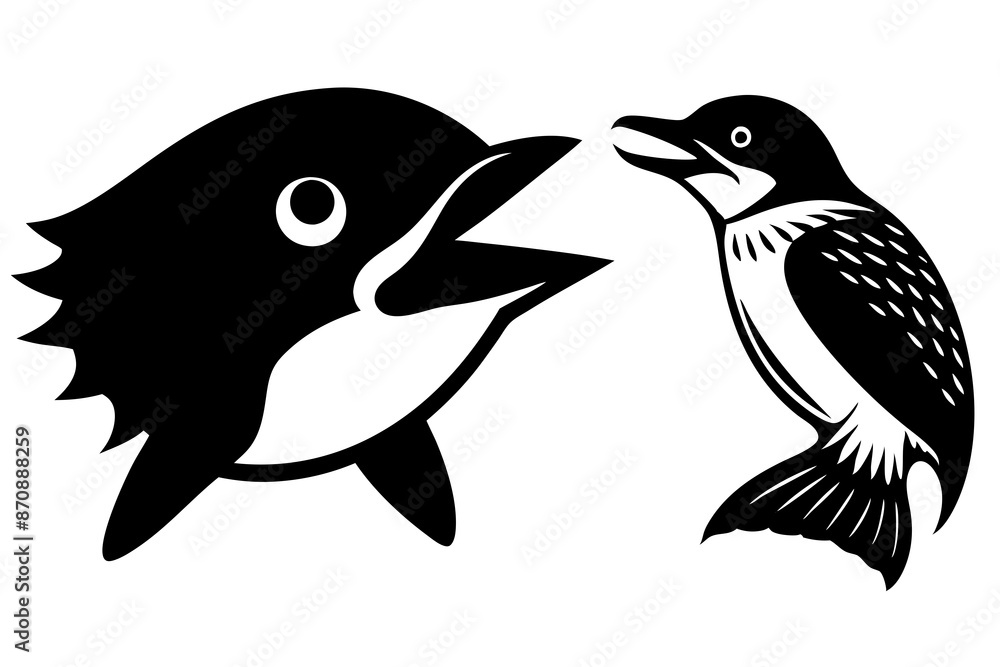 Naklejka premium kokanee kookaburra haed icon silhouette vector illustration 