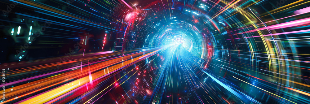 Light rays traveling through futuristic tunnel Light rays traveling through futuristic tunnel