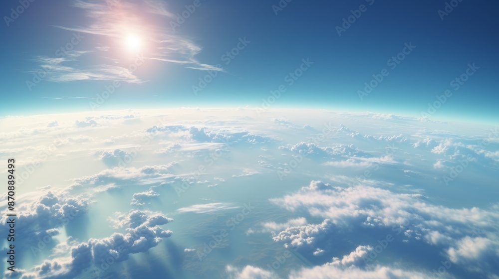 Fototapeta premium Earth and clouds in the sky with gradient effect and adjusted lighting for a picturesque scene