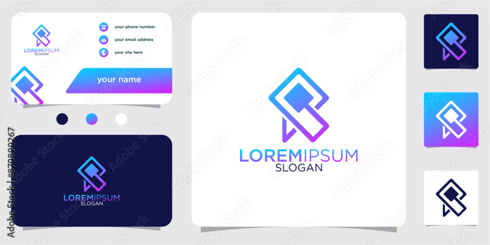 initial letter R abstract monogram business card with gradient colors logo design template initial letter R abstract monogram business card with gradient colors logo design template