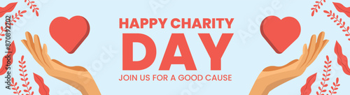 Modern vector website banner templates with hand and love charity objects vector design illustration